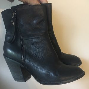 Kelsi Dagger Black Zip Ankle Boots